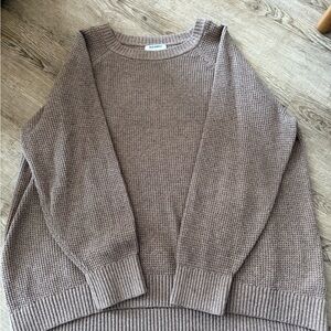 Old Navy Taupe Waffle Knit Crew Neck Sweater